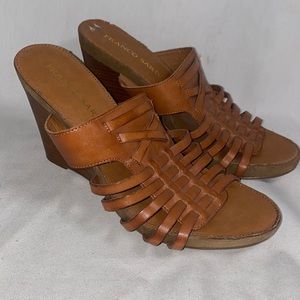 Franco Sarto Hillary Womens Shoes Size 8.5 Orange Sandal Wedges Leather Heels